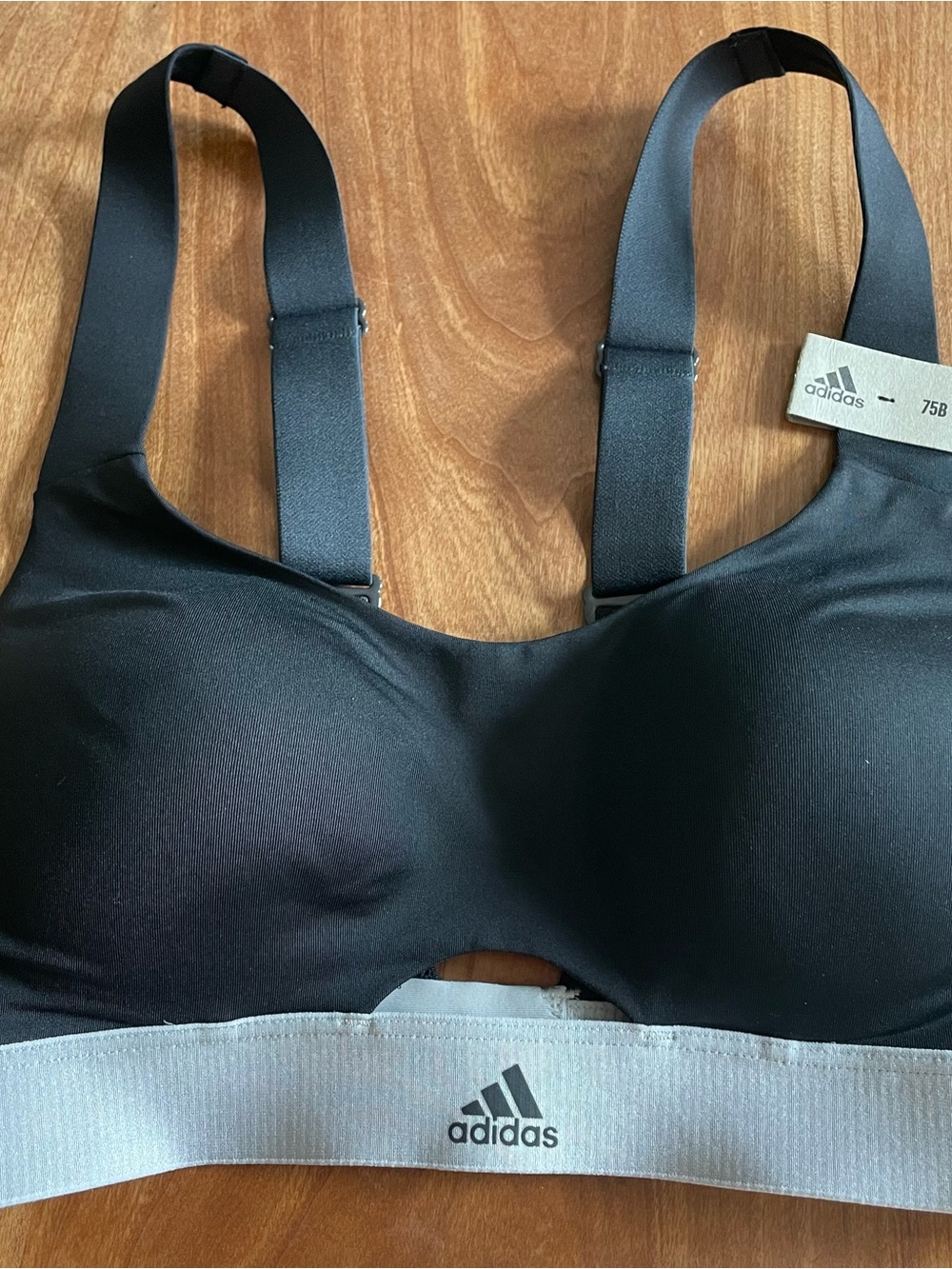 adidas Black Sports Bra with White Elastic Underband